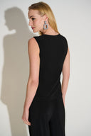 Joseph Ribkoff Black Silky Knit Sleeveless Top with Rhinestone Detail Style 253730