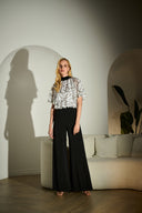 Joseph Ribkoff Foiled Floral Print Wide Leg Jumpsuit Style 253733