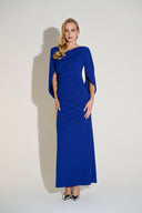 Joseph Ribkoff Trumpet Gown with Satin Cowl Sleeves Style 253738
