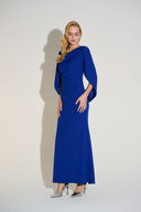 Joseph Ribkoff Trumpet Gown with Satin Cowl Sleeves Style 253738