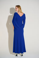 Joseph Ribkoff Trumpet Gown with Satin Cowl Sleeves Style 253738