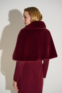 Joseph Ribkoff Faux Fur Cape with Crystal Brooch Style 253749