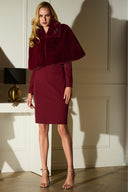 Joseph Ribkoff Faux Fur Cape with Crystal Brooch Style 253749