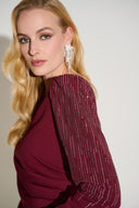 Joseph Ribkoff Sheath Dress With Embellished Sleeves Style 253752