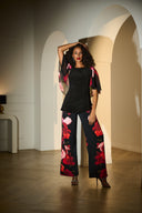 Joseph Ribkoff Black/Multi Silky Knit Floral Wide Leg Pants Style 253767