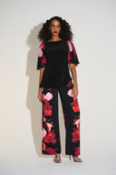Joseph Ribkoff Black/Multi Silky Knit Floral Wide Leg Pants Style 253767