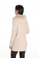 Frank Lyman Sweater with Hoodie and Pearl Detailing Style 253780