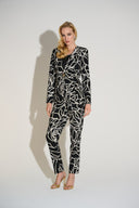 Joseph Ribkoff Black/Vanilla Lux Twill Foiled Floral Blazer Style 253781