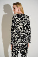 Joseph Ribkoff Black/Vanilla Lux Twill Foiled Floral Blazer Style 253781