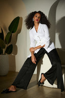 Joseph Ribkoff Wide Leg Pants with Front Overlay Style 253788