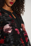 Joseph Ribkoff Black/Multi Organza & Silky Knit Floral Swing Jacket Style 253792