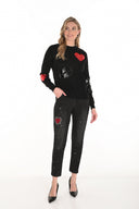 Frank Lyman Charcoal Heart Detail Jeans Style 253798