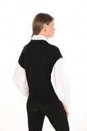 Frank Lyman Black/Off-White Puff Sleeve Top Style 253828