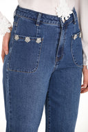 Frank Lyman Blue Denim Fit & Flare Jeans Style 253866