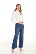 Frank Lyman Blue Denim Fit & Flare Jeans Style 253866