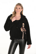 Frank Lyman Black/Cheetah Casual Bear Detail Jacket Style 253878