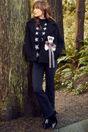 Frank Lyman Black/Cheetah Casual Bear Detail Jacket Style 253878