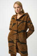 Joseph Ribkoff Brown/Black Animal Print Hooded Coat Style 253902