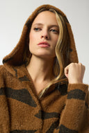 Joseph Ribkoff Brown/Black Animal Print Hooded Coat Style 253902