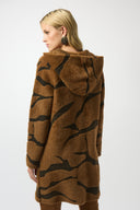 Joseph Ribkoff Brown/Black Animal Print Hooded Coat Style 253902
