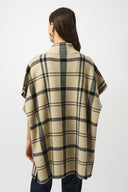 Joseph Ribkoff Champagne/Black Plaid Poncho Style 253903