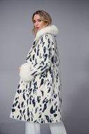 Joseph Ribkoff Animal Print Coat with Faux Fur Trim Style 253904