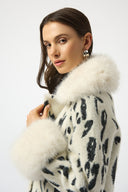 Joseph Ribkoff Animal Print Coat with Faux Fur Trim Style 253904