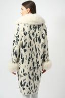 Joseph Ribkoff Animal Print Coat with Faux Fur Trim Style 253904