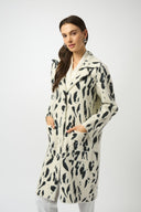 Joseph Ribkoff Animal Print Coat with Faux Fur Trim Style 253904