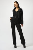 Joseph Ribkoff Sweater Knit Coat With Fur Trim Style 253905