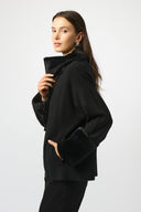Joseph Ribkoff Sweater Knit Coat With Fur Trim Style 253905