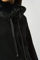 Joseph Ribkoff Sweater Knit Coat With Fur Trim Style 253905