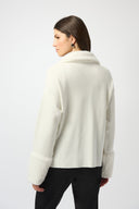 Joseph Ribkoff Sweater Knit Coat With Fur Trim Style 253905