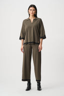 Joseph Ribkoff Black/Vanilla Sweater Knit Colour Block Top Style 253909