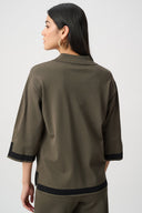 Joseph Ribkoff Black/Vanilla Sweater Knit Colour Block Top Style 253909
