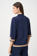 Joseph Ribkoff Black/Vanilla Sweater Knit Colour Block Top Style 253909