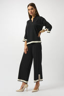 Joseph Ribkoff Black/Vanilla Sweater Knit Colour Block Culotte Pants Style 253910