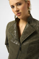 Joseph Ribkoff Foiled Faux Suede Fitted Moto Jacket Style 253915