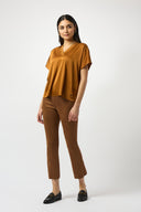 Joseph Ribkoff Satin Boxy Top with Rib Trim Style 253921