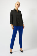 Joseph Ribkoff Stretch Poplin Button-Front Boxy Blouse Style 253923