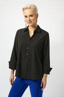Joseph Ribkoff Stretch Poplin Button-Front Boxy Blouse Style 253923