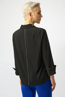 Joseph Ribkoff Stretch Poplin Button-Front Boxy Blouse Style 253923