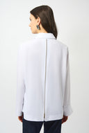 Joseph Ribkoff Stretch Poplin Button-Front Boxy Blouse Style 253923F26
