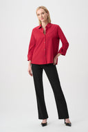 Joseph Ribkoff Stretch Poplin Button-Front Boxy Blouse Style 253923F26