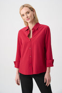 Joseph Ribkoff Stretch Poplin Button-Front Boxy Blouse Style 253923F26