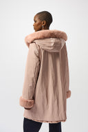 Joseph Ribkoff Faux Fur Reversible Hooded Coat Style 253926