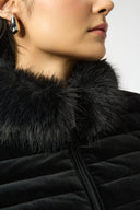 Joseph Ribkoff Velvet Puffer Jacket with Faux Fur Collar Style 253928