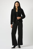 Joseph Ribkoff Velvet Puffer Jacket with Faux Fur Collar Style 253928