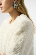 Joseph Ribkoff Vanilla Embroidered Faux Fur Collarless Jacket Style 253930