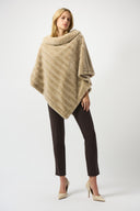 Joseph Ribkoff Champagne Faux Fur Textured Stripe Poncho Style 253932